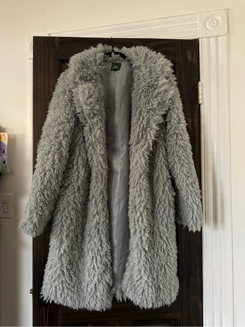 Wild Fable Gray Shaggy Faux Fur Teddy Coat